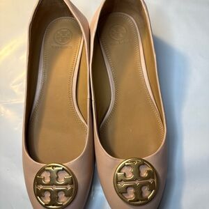 Tory Burch Benton Sea Pink Leather Nappa Low Block Heels Womens Size 9